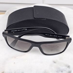 Prada SPR 19S Men's Black Square Sunglasses Grey Gradient Lens Authentic